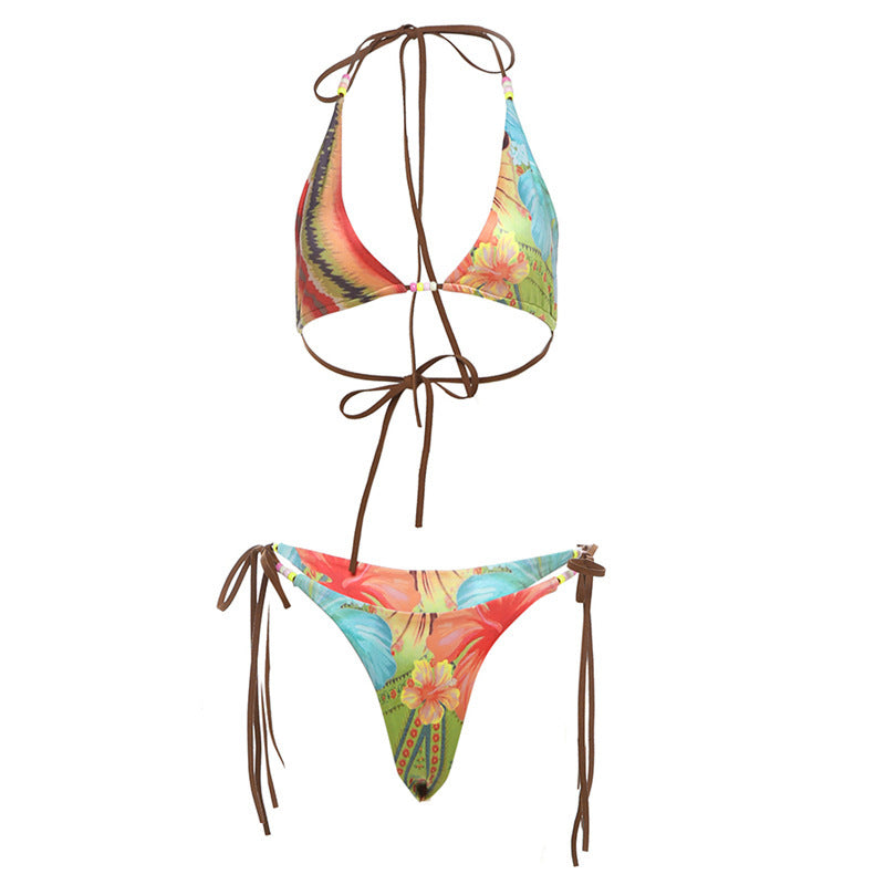 Hip Lifting Strap Print Bikini Set – Sexy Two-Piece for Women