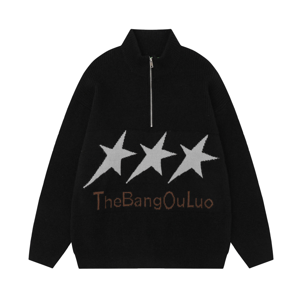 Men's Vintage XINGX Embroidered Sweater with Stand Collar