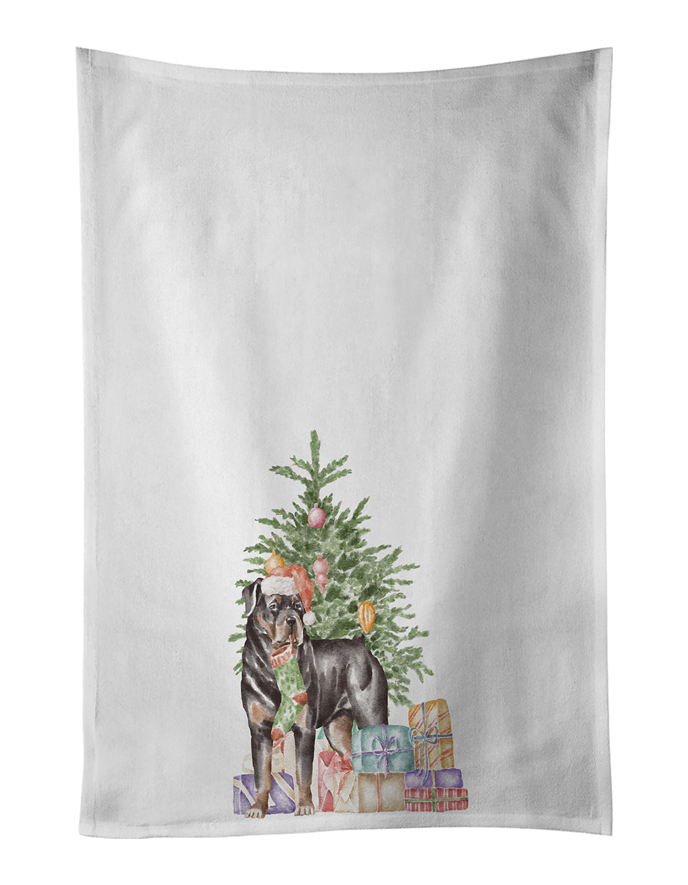 Rottweiler Christmas Presents and Tree Kitchen Towel Set of 2