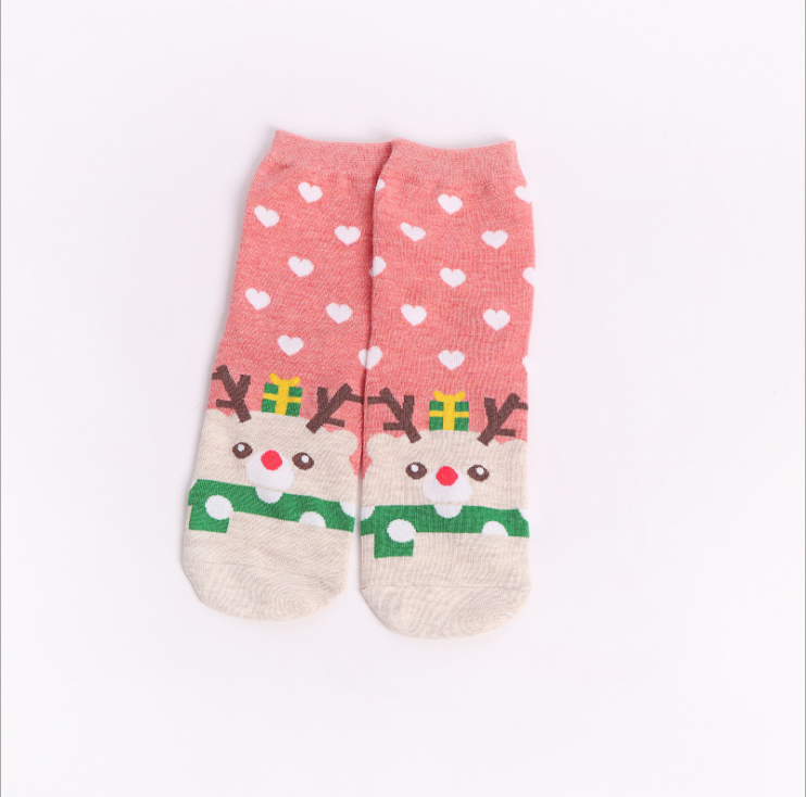Cute Cartoon Christmas Socks for Women, Cotton Crew Length