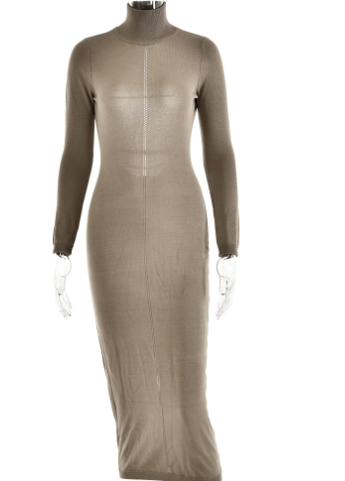 Women's Backless Knitted Half-Turtleneck Dress