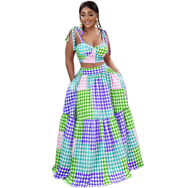 Summer Camisole and Hip Skirt Dress Two-Piece Set