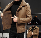 Men's Wool Coat with Button Closure - Reversible Jacket