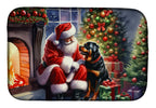 Rottweiler and Santa Claus Dish Drying Mat