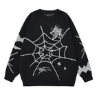 Men's Spider Web Design Pullover Sweater | Streetwear