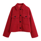 Fashionable Single Breasted Lamb Wool Coat
