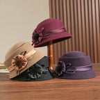 Retro Women's Wool Felt Top Hat | Embroidered Cap