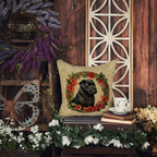 Bouvier des Flandres Christmas Flowers Throw Pillow