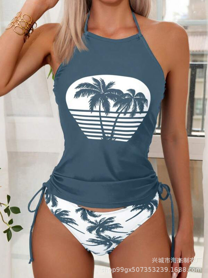2023 Amazon Women's Plus Size Bikini with Palm Print