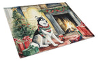 Siberian Husky Cozy Christmas Glass Cutting Board