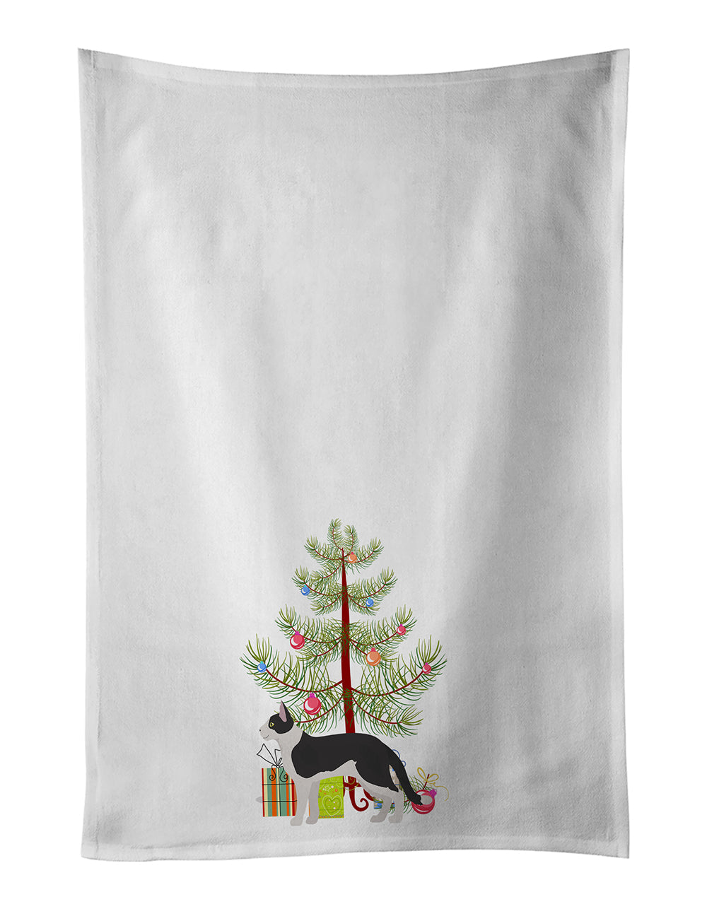 Bicolour Aegean Cat Christmas Kitchen Towel Set of 2