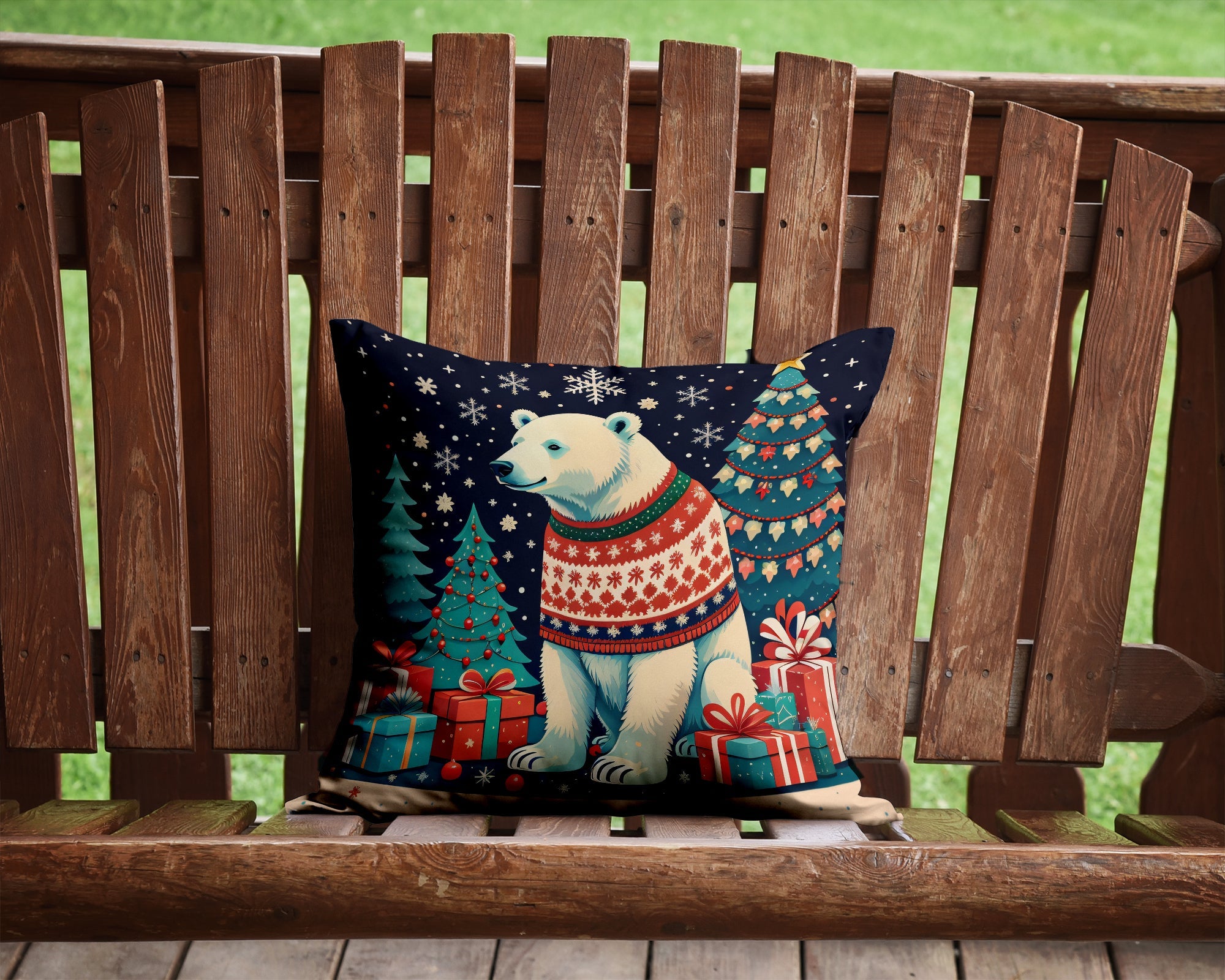 Polar Bear Christmas Throw Pillow