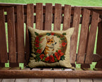 Corgi Christmas Flowers Throw Pillow