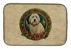 Old English Sheepdog Christmas Flowers Dish Drying Mat