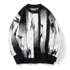 Casual Loose Oil Painting Color Block Sweater