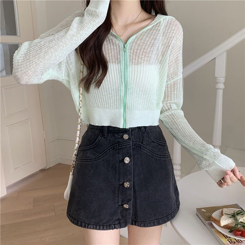 Lucyever Candy-Color Women's Summer Knit Cardigan Top
