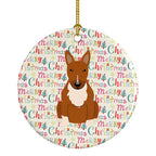 Merry Christmas Bull Terrier Red Ceramic Ornament