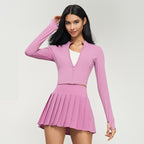 Women's Sexy Yoga Fitness Suit with Short Zipper Jacket