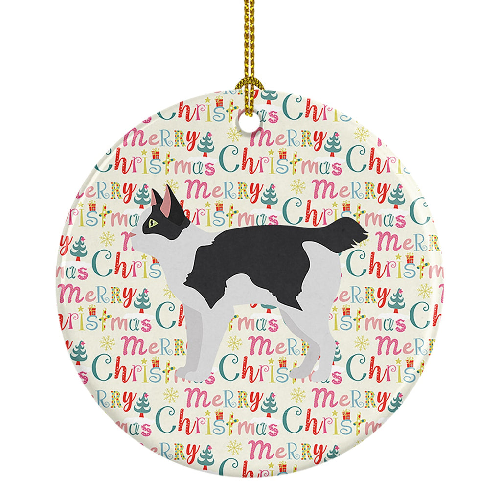 Japanese Bobtail Cat Christmas Ceramic Ornament