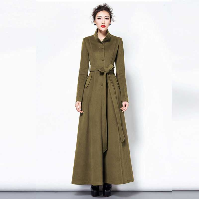 Slim-Fit Woolen Over-the-Knee Coat