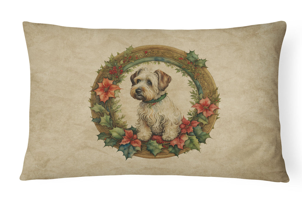 Sealyham Terrier Christmas Flowers Throw Pillow