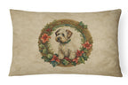 Sealyham Terrier Christmas Flowers Throw Pillow