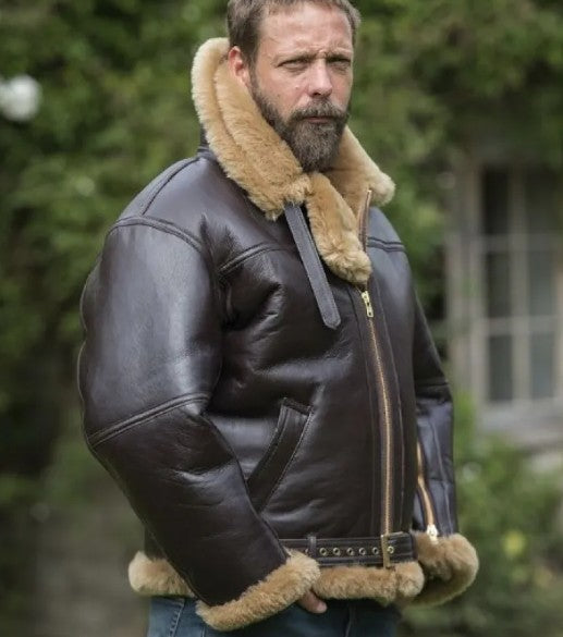 Men's Winter Leather Fur Coat
