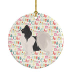 Papillon #2 Merry Christmas Ceramic Ornament