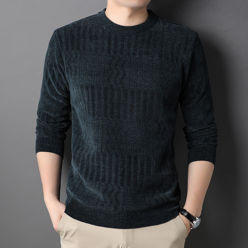 Men's Fleece Lined Chenille Sweater for Autumn/Winter