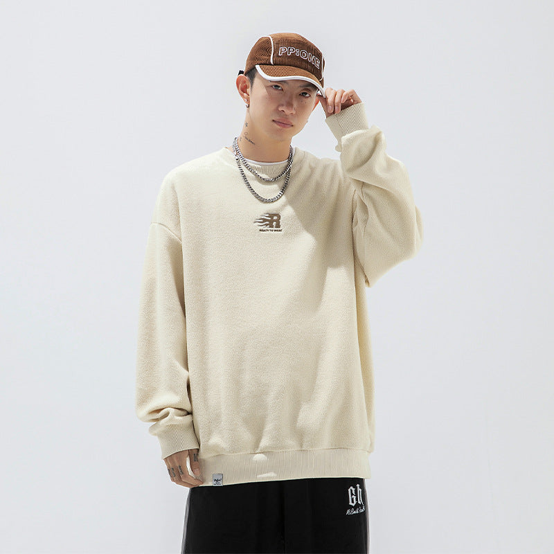 Men's Polar Fleece Round Neck Sweatshirt - Japanese Style | Streetwear
