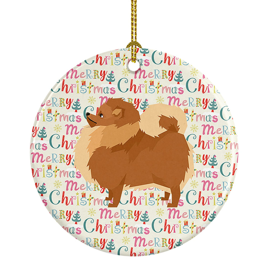 Pomeranian Merry Christmas Ceramic Ornament