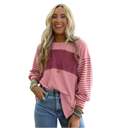 Casual Striped Long-Sleeved Women's Hoodie Top | Streetwear