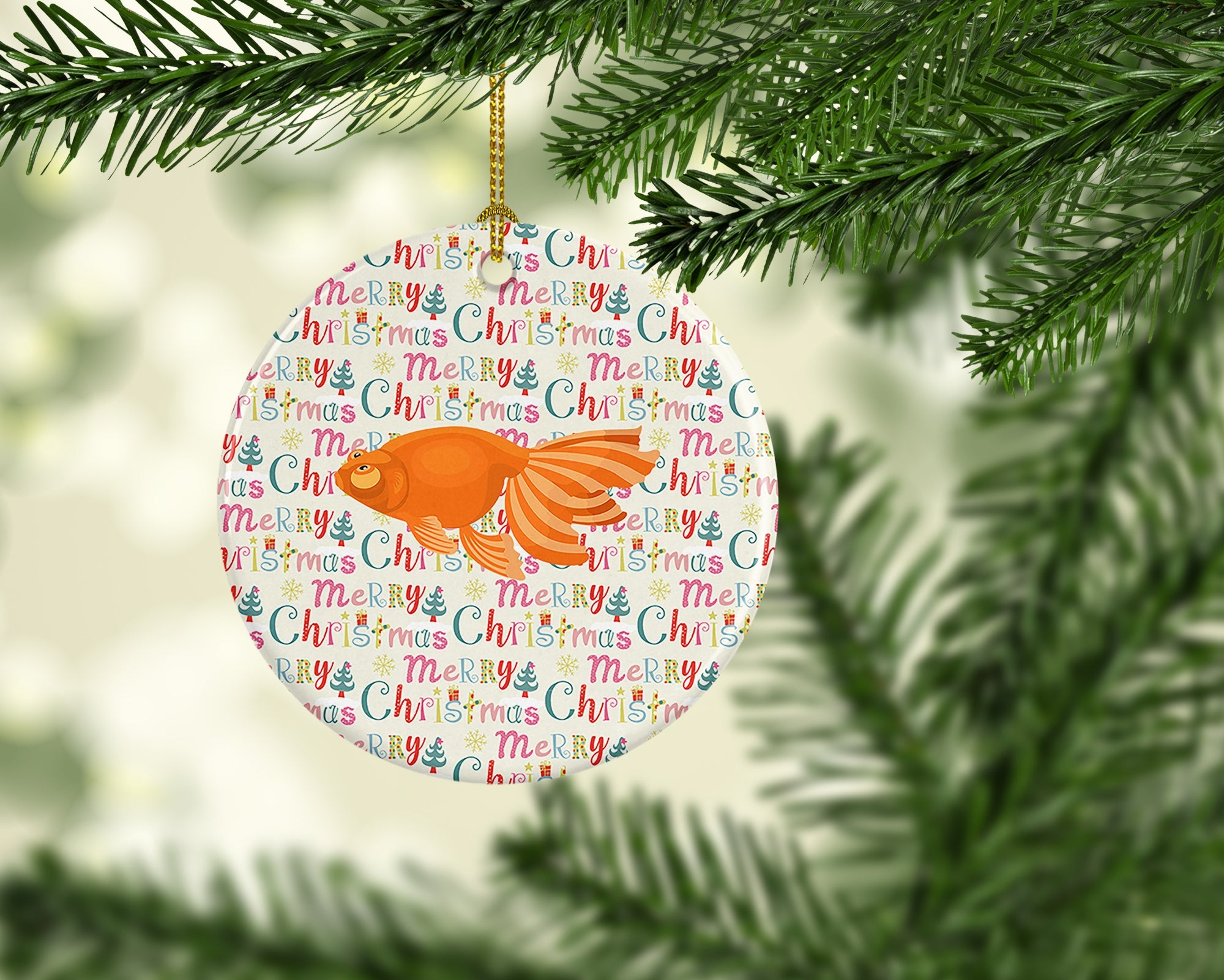 Celestial Eye Goldfish Christmas Ceramic Ornament
