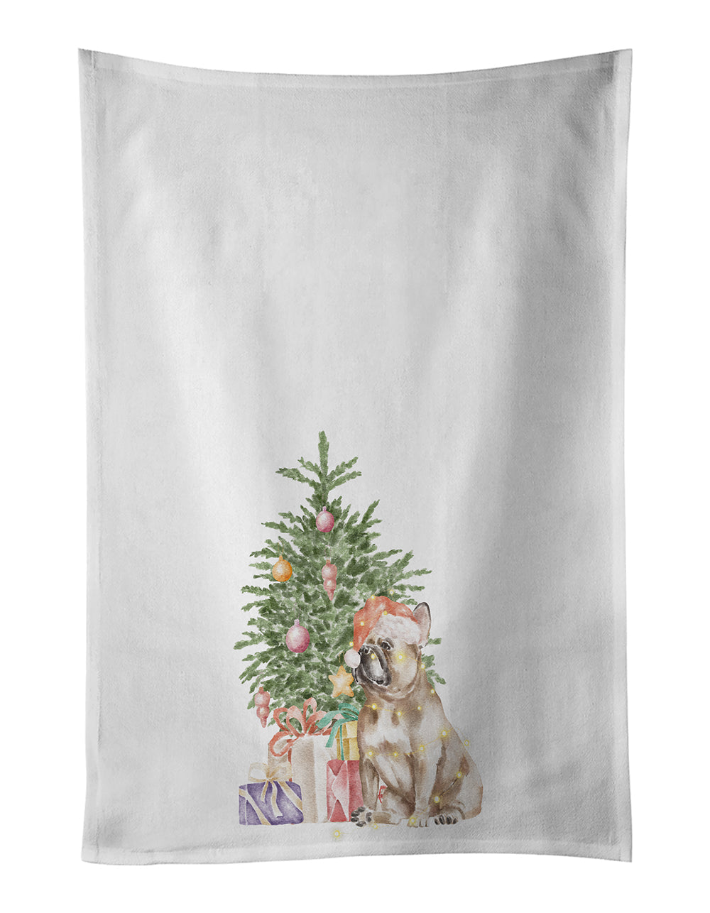 French Bulldog Fawn Christmas Presents and Tree Kitchen Towel Set of 2