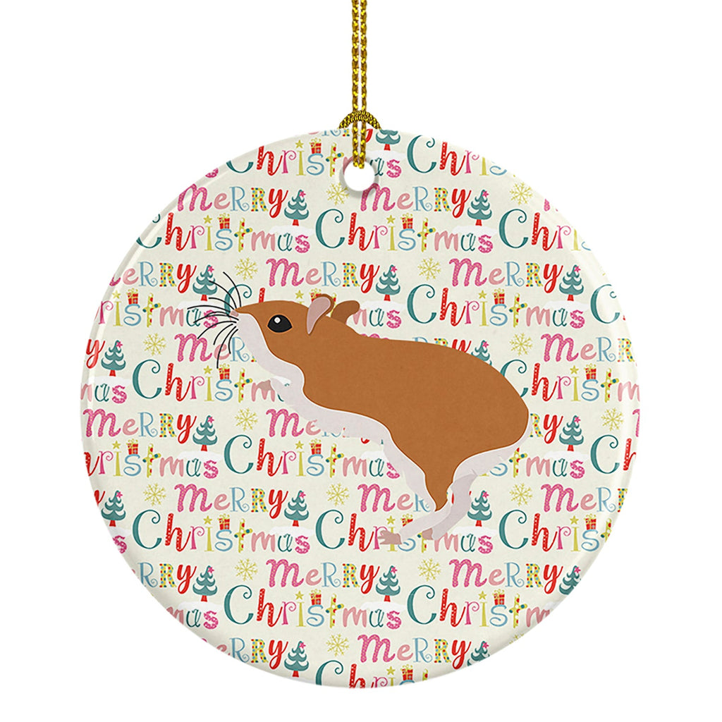 White Legged Hamster Christmas Ceramic Ornament