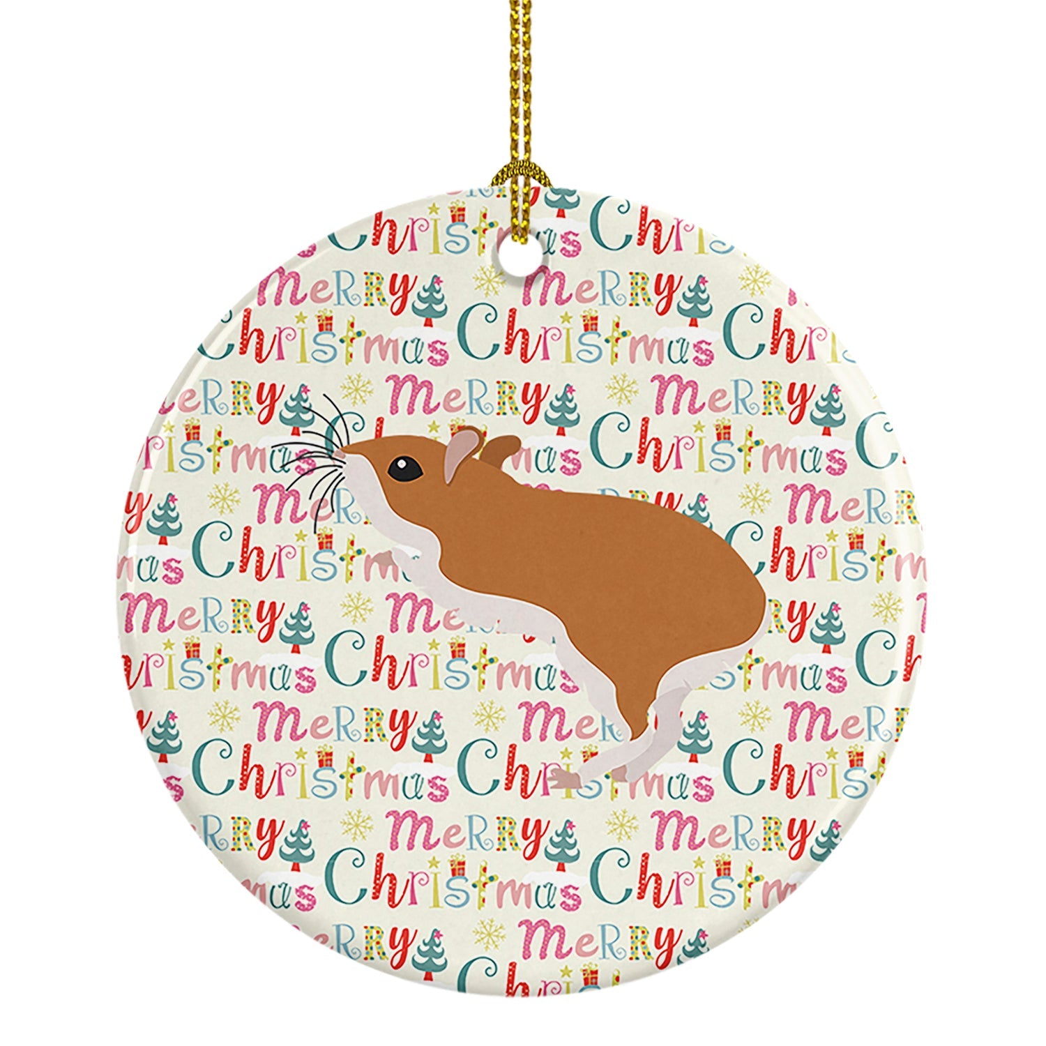 White Legged Hamster Christmas Ceramic Ornament