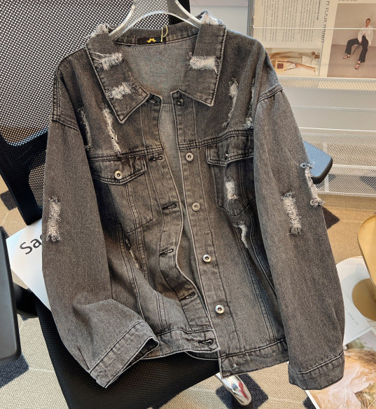 Plus Size Women's Denim Short Jacket