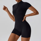 Women's Zip-Up Short Sleeve Yoga Bodysuit