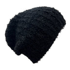 Black Loop Knit Alpaca Beanie | Embroidered Cap