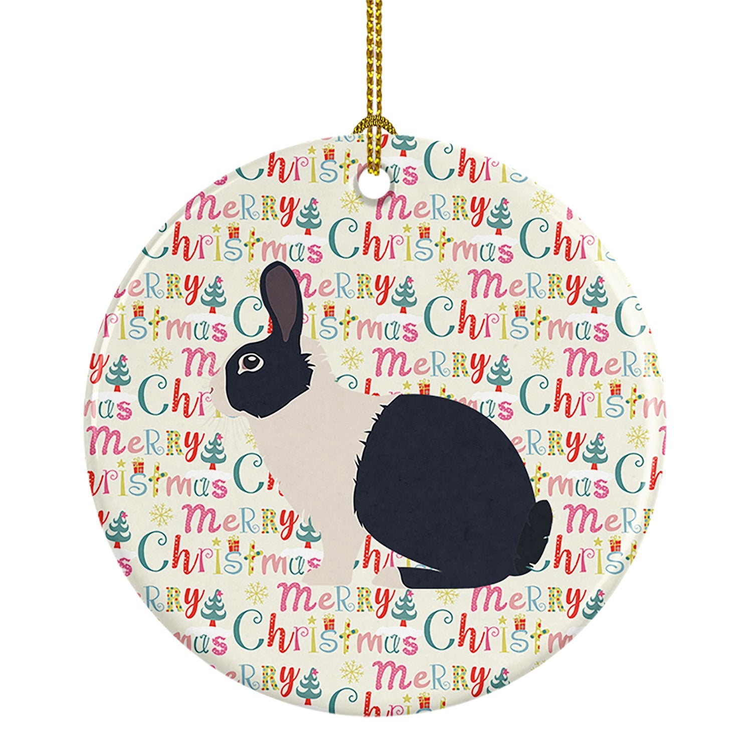 Dutch Rabbit Christmas Ceramic Ornament