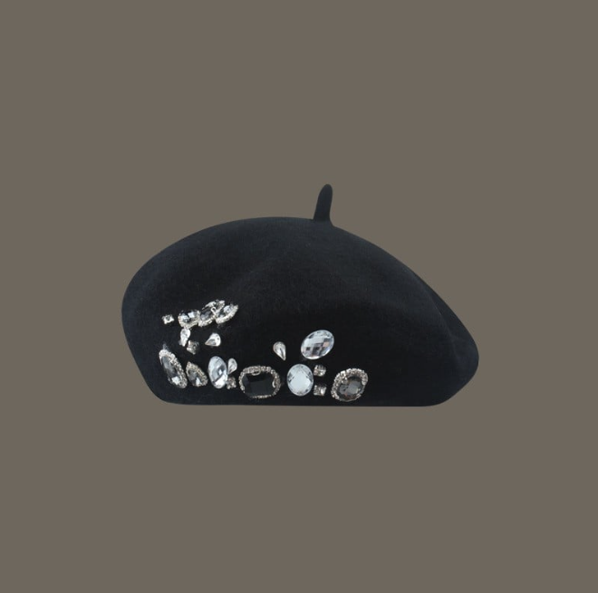 Wool Tweed Painter Pumpkin Hat for Small Faces | Embroidered Cap