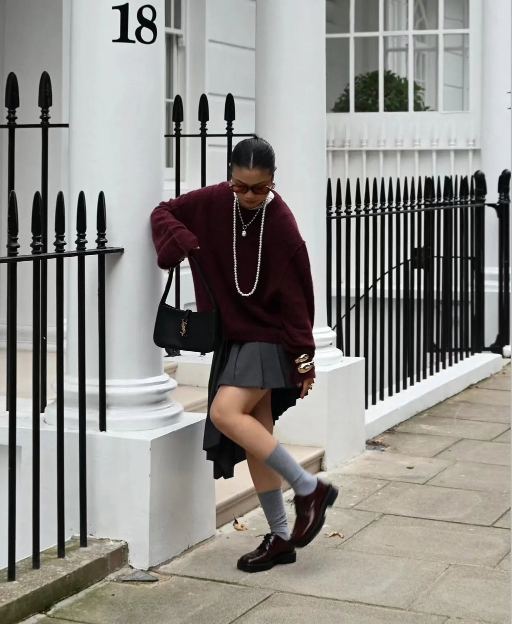 Burgundy Long Sleeve Pullover Sweater | Streetwear