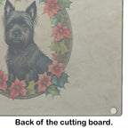 Cairn Terrier Christmas Flowers Glass Cutting Board