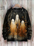 3D Printed Halloween Ghost Pattern Casual Winter Sweater