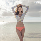 Women's Two-Piece Swimsuit with Long Sleeve Sun Protection