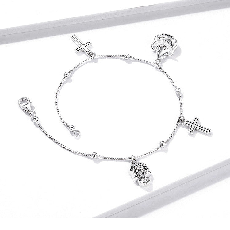 Ladies' Fashion Skull Cross Bracelet for Unique Style