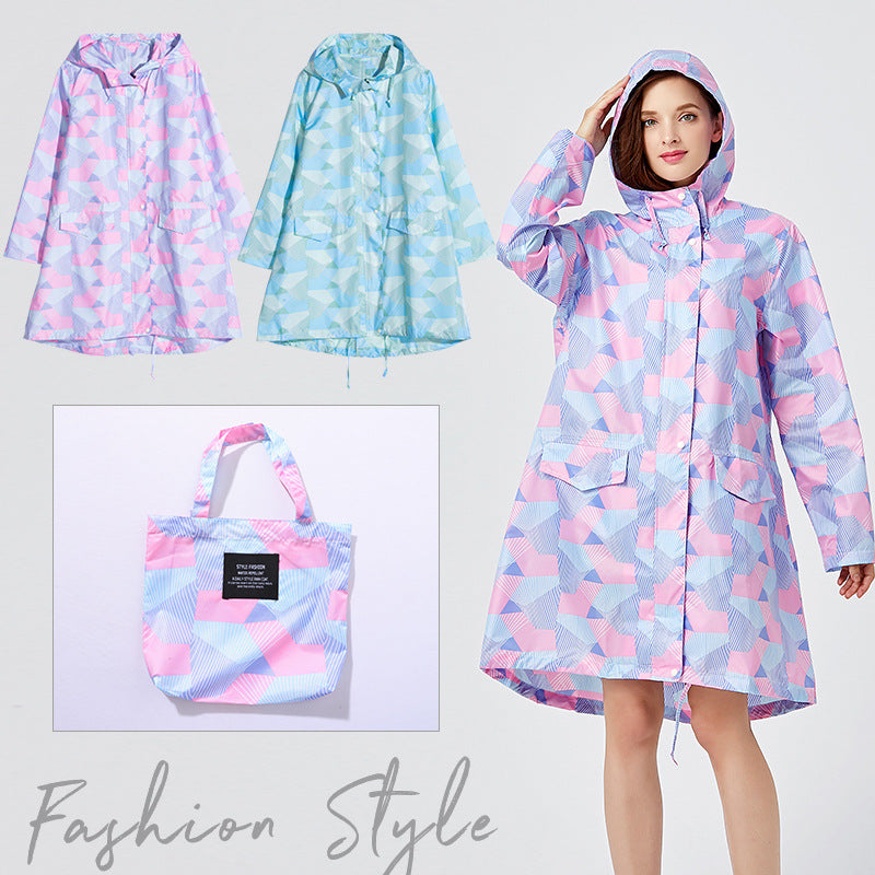 Nordic Geometric Waterproof Trench Coat Rain Suit
