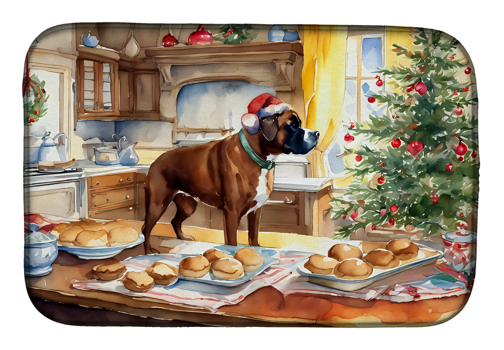 Boxer Christmas Cookies Dish Drying Mat