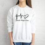 Faith Hope Love Graphic Long Sleeve Hoodie | Streetwear