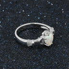 Christmas Gift Claddagh Wedding Ring with Opal